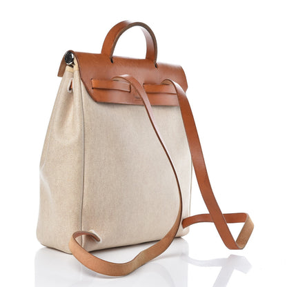 Hermes Toile Vache Calfskin Herbag 30 PM Backpack Natural 4 of 15