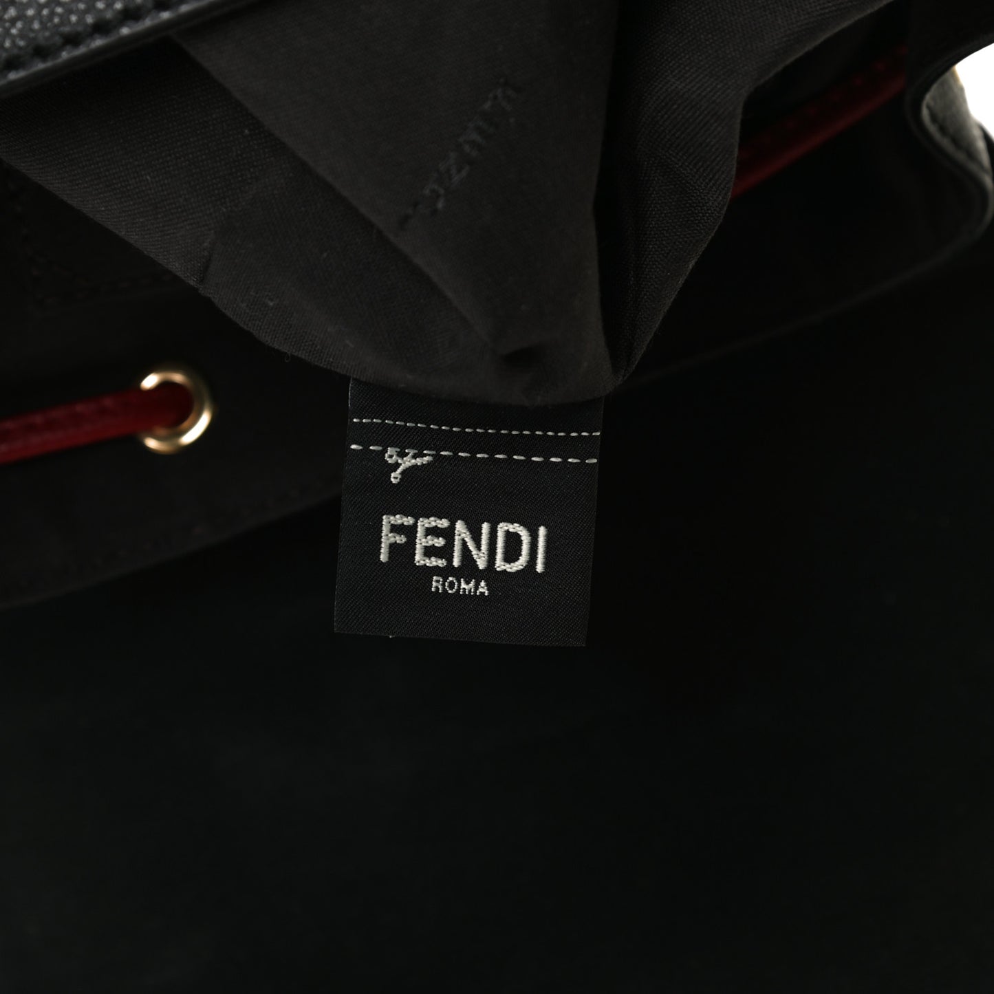 Vitello Cruise Bi-Color FF 1974 Embossed F is Fendi Drawstring Backpack Black Fragola Maya