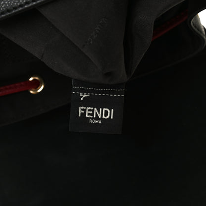 Fendi Vitello Cruise Bi-Color FF 1974 Embossed F is Fendi Drawstring Backpack Black Fragola Maya 9 of 16