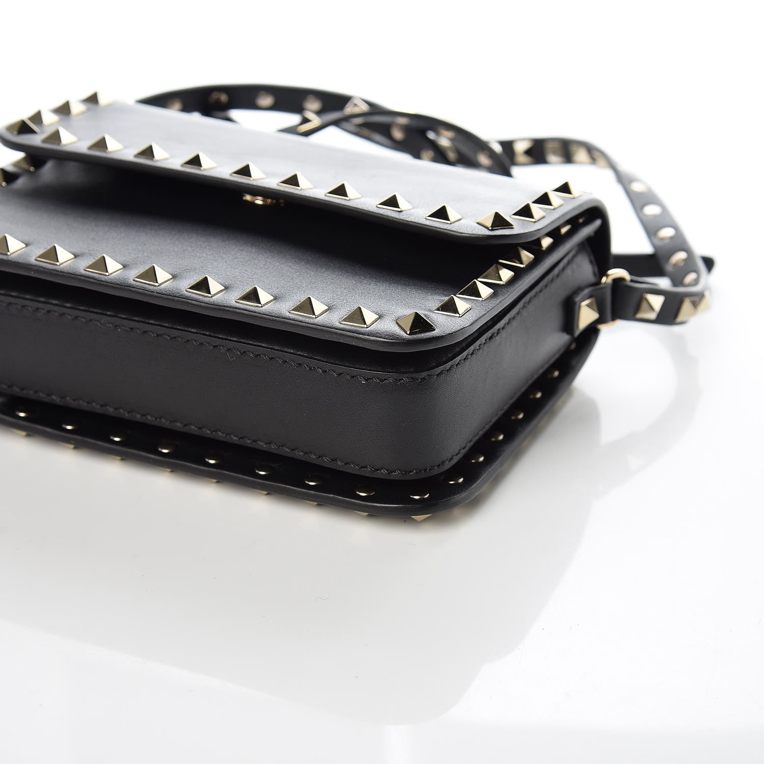 Valentino Garavani Vitello Rockstud Flap Crossbody Bag Black 6 of 9