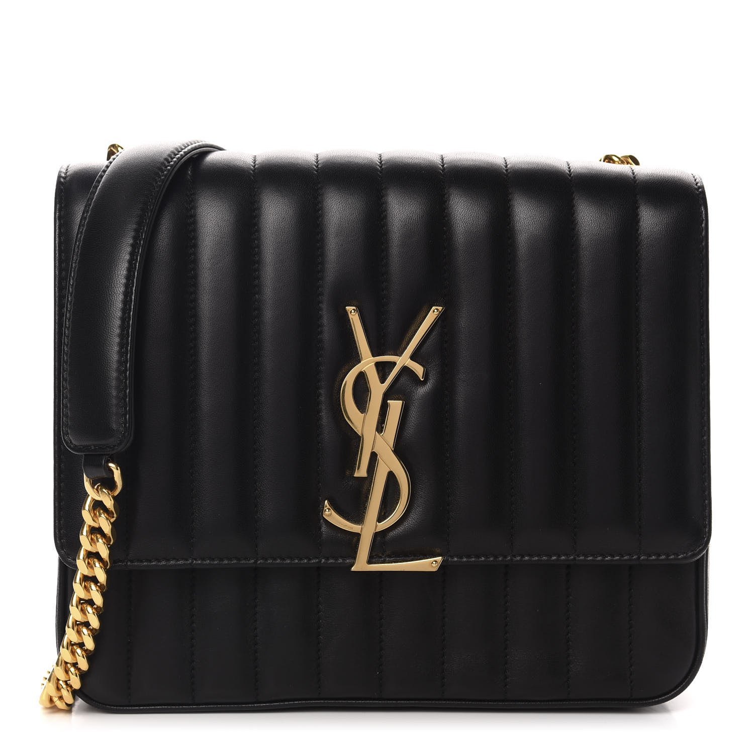 Saint Laurent Lambskin Matelasse Monogram Large Vicky Chain Bag Black 1 of 11