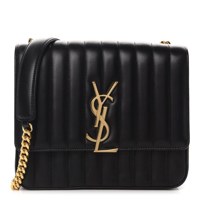 Saint Laurent Lambskin Matelasse Monogram Large Vicky Chain Bag Black 1 of 11