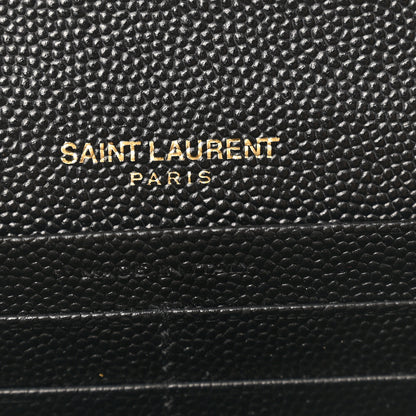 Saint Laurent Grain De Poudre Matelasse Chevron Monogram Flap Wallet Black 7 of 9