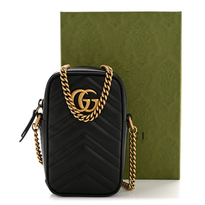 Gucci Calfskin Matelasse Mini GG Marmont Crossbody Bag Black 11 of 11