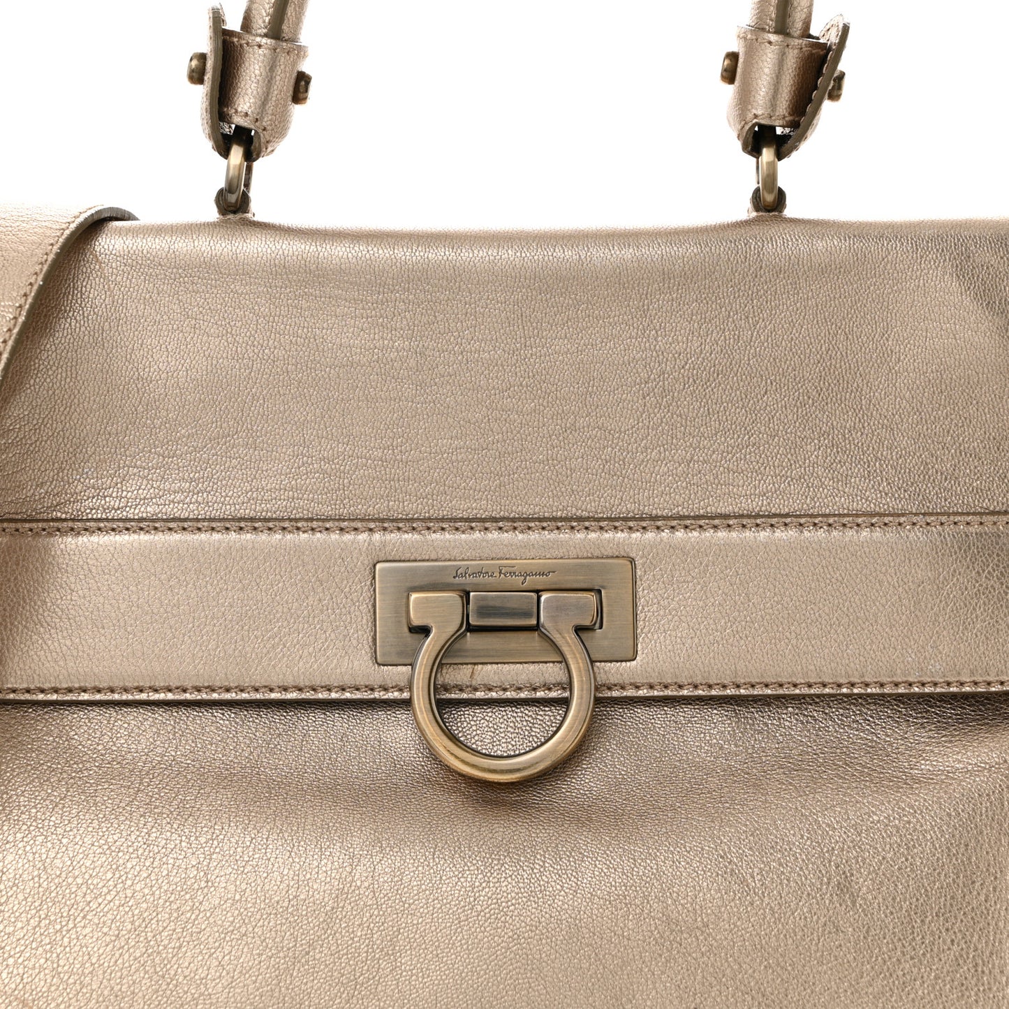Metallic Grained Calfskin Medium Sofia Satchel Gold