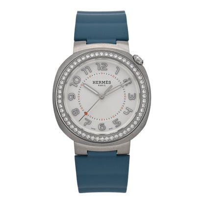 Hermes Stainless Steel Rubber Diamond Bezel 36mm Cut Automatic Watch Blue Jean 1 of 5