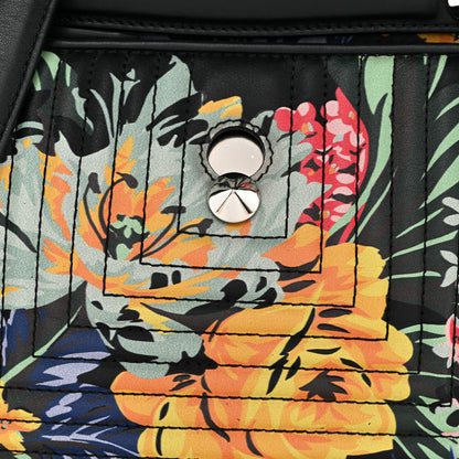 Fendi Calfskin Trapuntata Floral Small DotCom Click Chain Satchel Black Multicolor 9 of 11