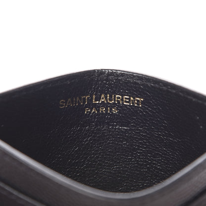 Saint Laurent Grain De Poudre Matelasse Chevron Monogram Credit Card Case Black 6 of 10