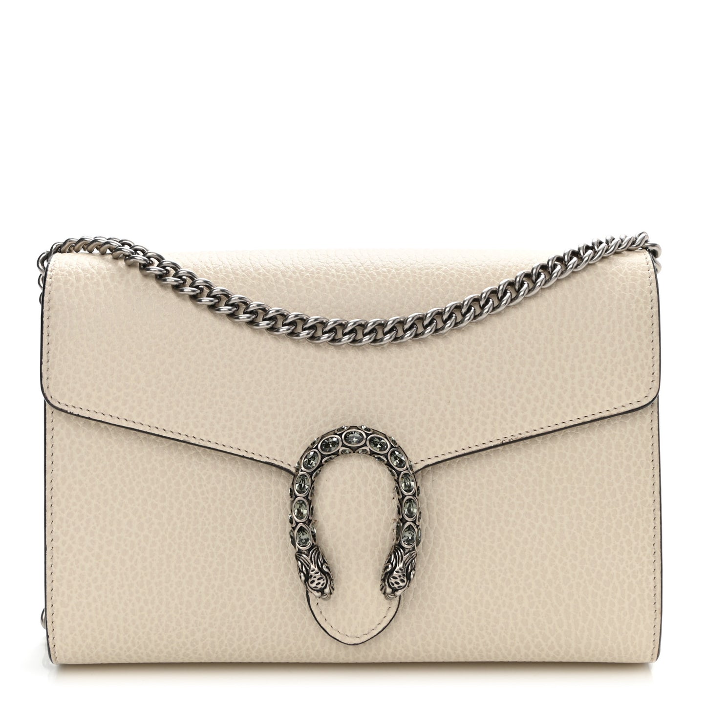 Dollar Calfskin Mini Dionysus Chain Wallet Mystic White