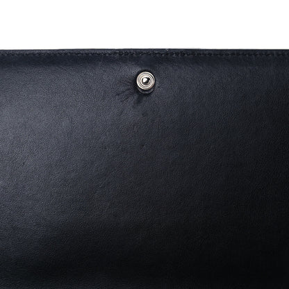 Saint Laurent Calfskin Crocodile Embossed Monogram Chain Wallet Black 11 of 11