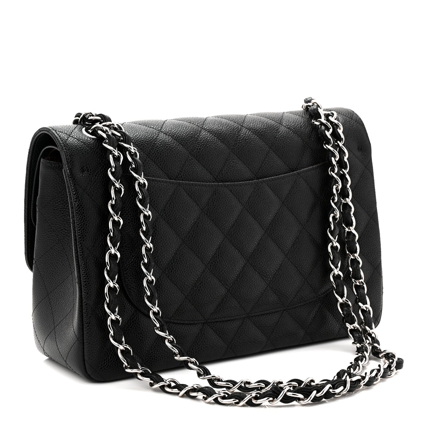 Caviar Quilted Jumbo Double Flap Black