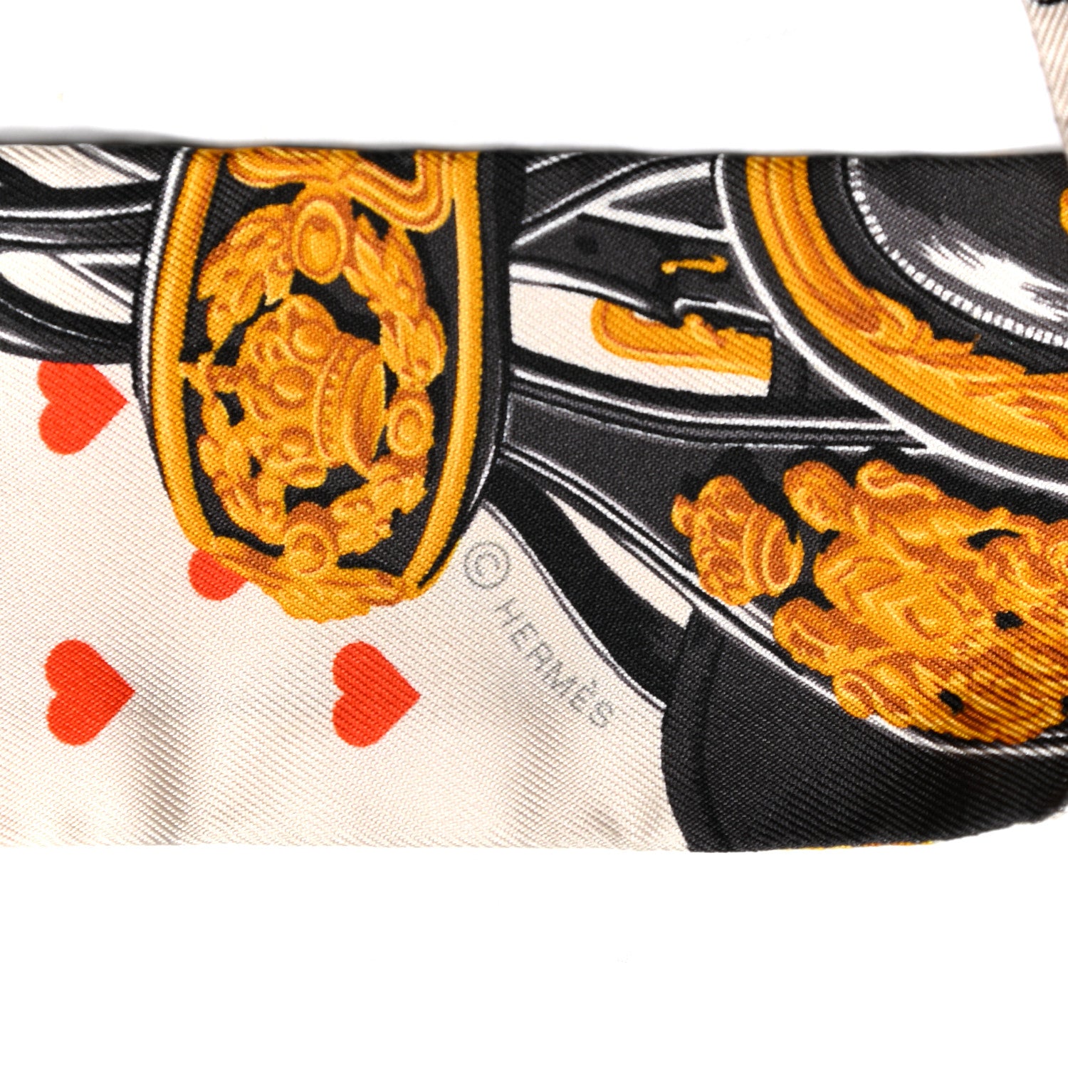 Hermes Silk Brides de Gala Love Twilly Creme Vieil Or Black 3 of 5