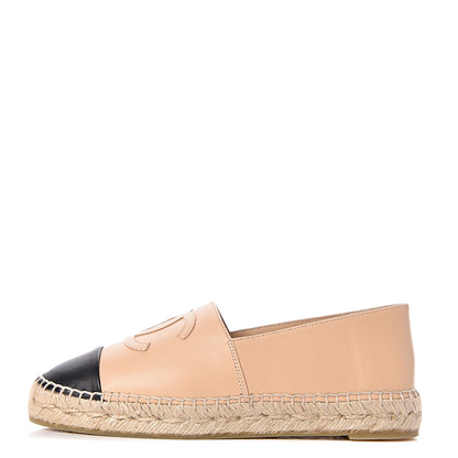 Chanel Lambskin CC Espadrilles 37 Beige Black 1 of 10