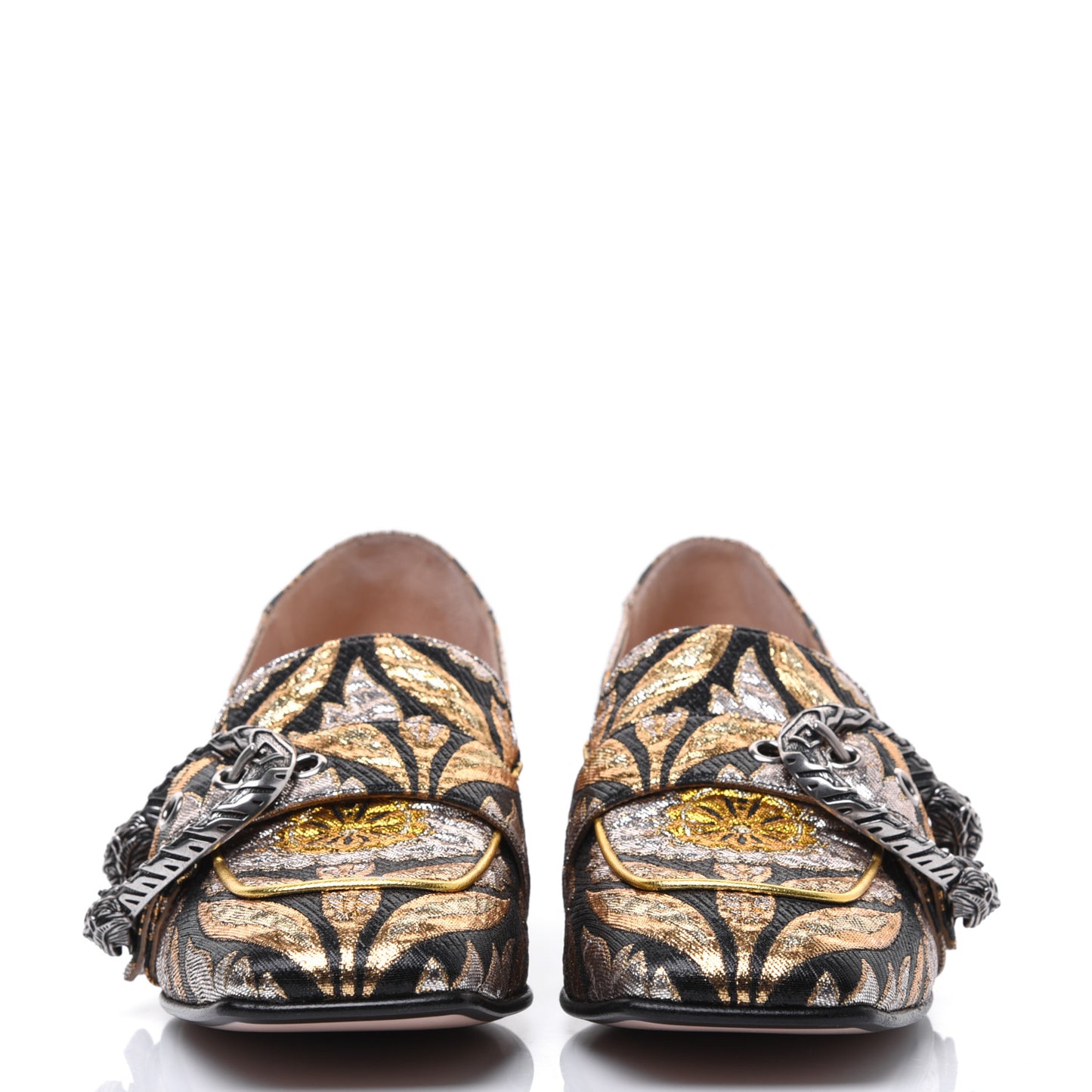Brocade Floral Jacquard Dionysus Loafers 35.5 Black