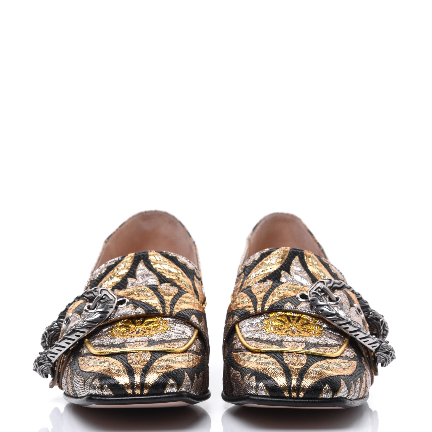 Gucci Brocade Floral Jacquard Dionysus Loafers 35.5 Black 2 of 19