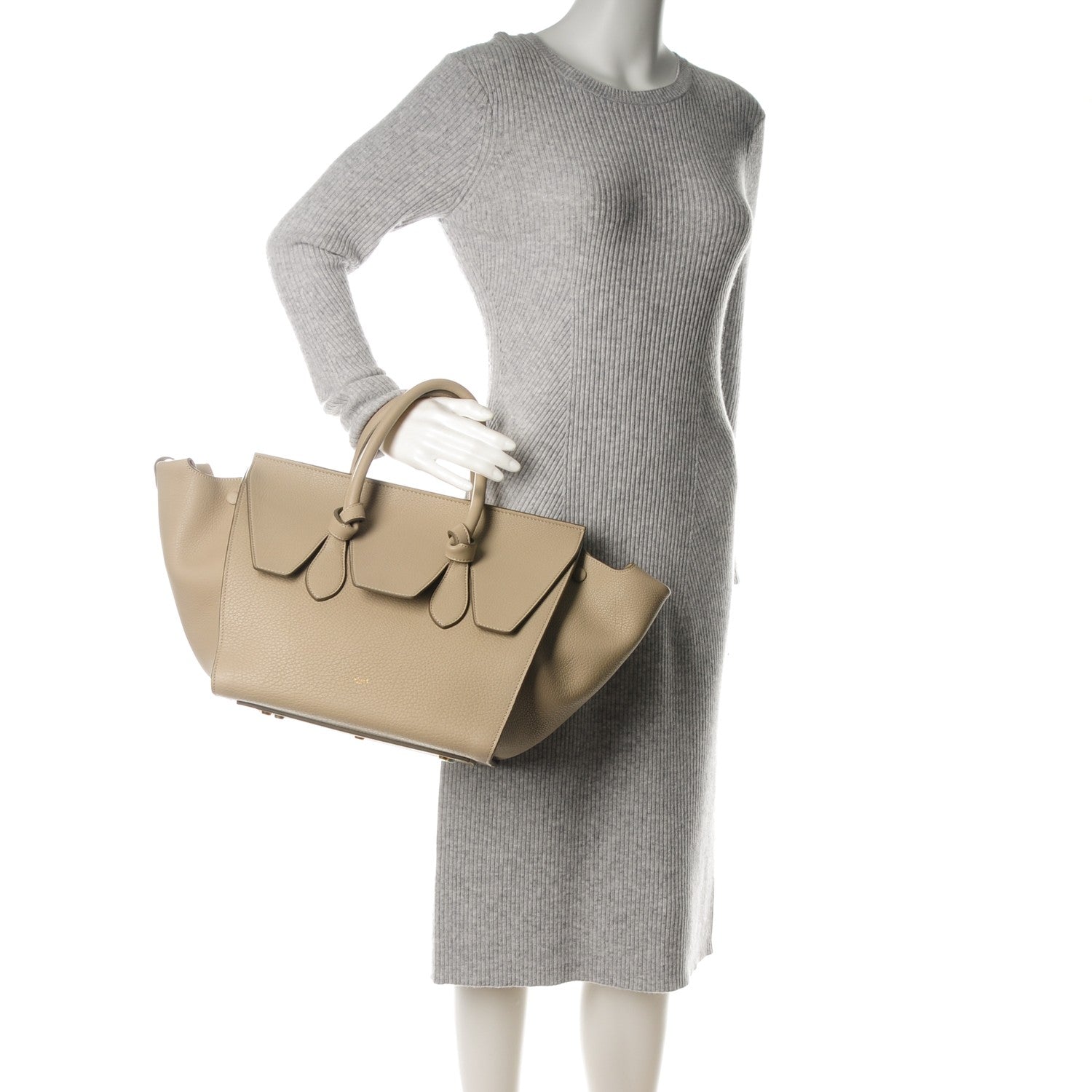 Celine Crisped Calfskin Small Tie Knot Tote Light Taupe 2 of 8