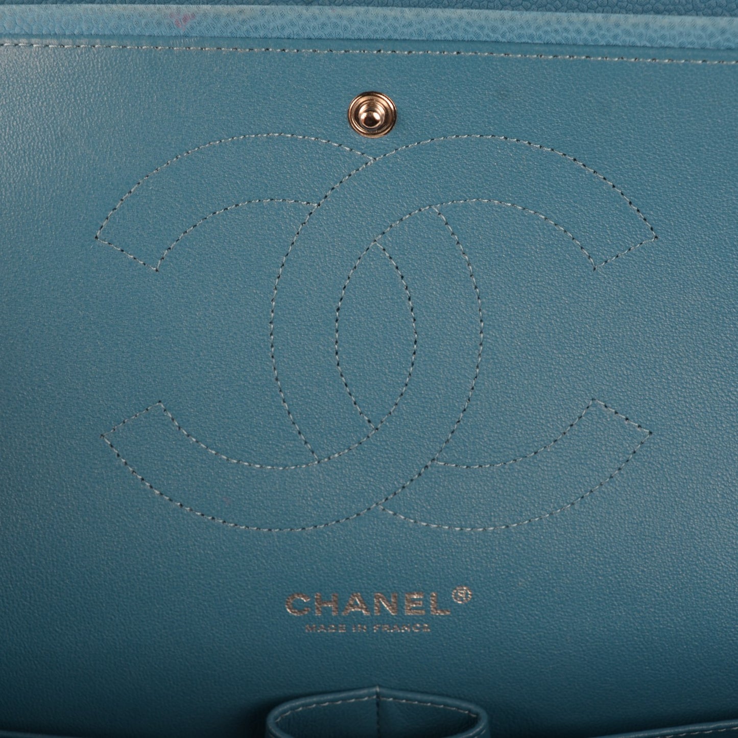 Iridescent Caviar Jumbo Double Flap Blue