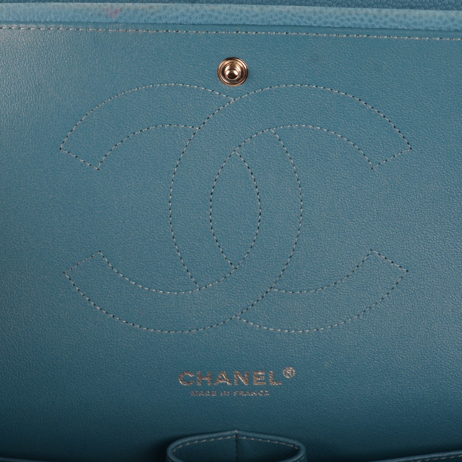 Chanel Iridescent Caviar Jumbo Double Flap Blue 5 of 7