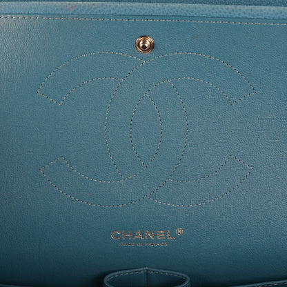 Chanel Iridescent Caviar Jumbo Double Flap Blue 5 of 7