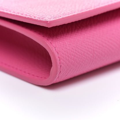 Balenciaga Signature Grained Calfskin Logo Ville Wallet on Chain Bubble Gum Black 10 of 12