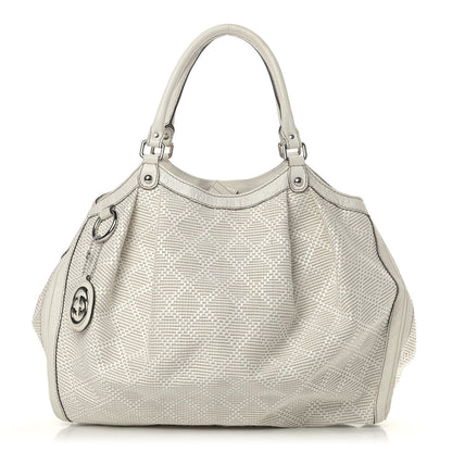 Gucci Woven Raffia Diamante Large Sukey Tote Off White 1 of 4