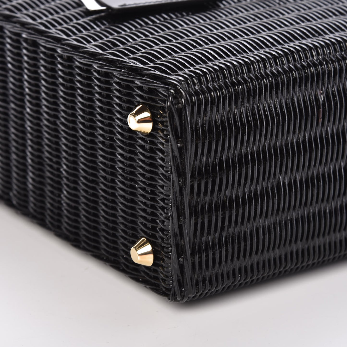 Wicker Canvas Shoulder Bag Black