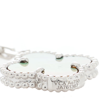 Van Cleef & Arpels 18K White Gold Mother of Pearl Chalcedony 6 Motifs Magic Alhambra Necklace 4 of 4
