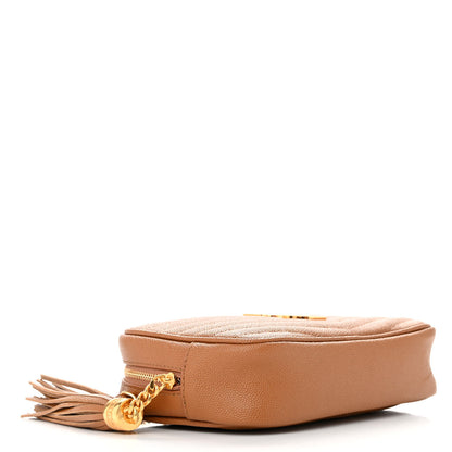 Saint Laurent Grain De Poudre Matelasse Monogram Mini Lou Camera Bag Dark Natural 4 of 12