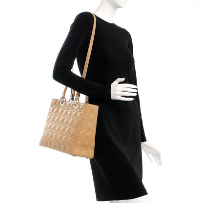 Christian Dior Lambskin Cannage Large Lady Dior Beige 3 of 14