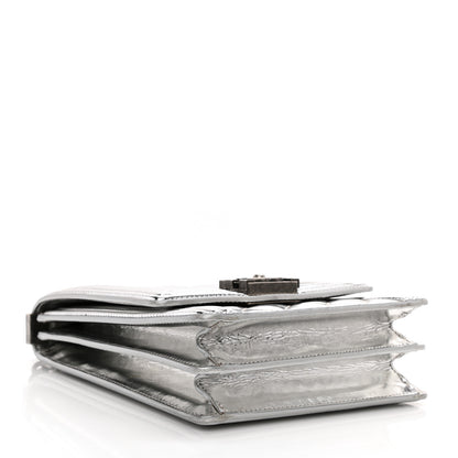 Chanel Metallic Goatskin Quilted North South Boy Flap Silver 7 of 17