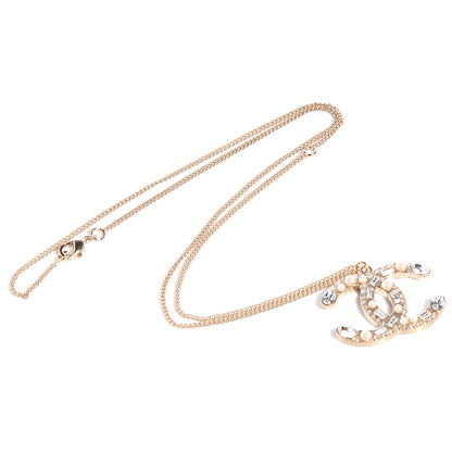 Chanel Pearl Crystal Baguette CC Long Necklace Gold 4 of 5