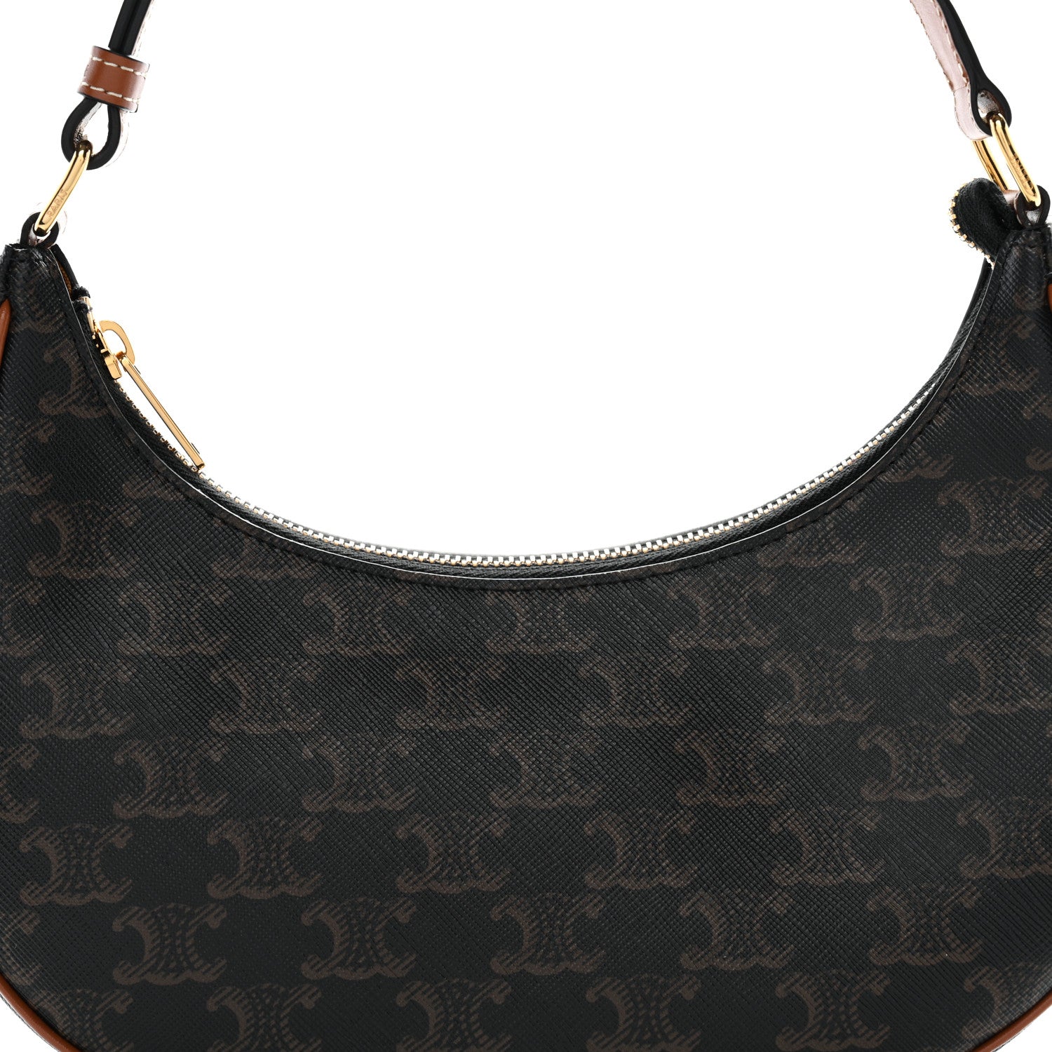Celine Triomphe Canvas Calfskin Ava Shoulder Bag Tan 7 of 10