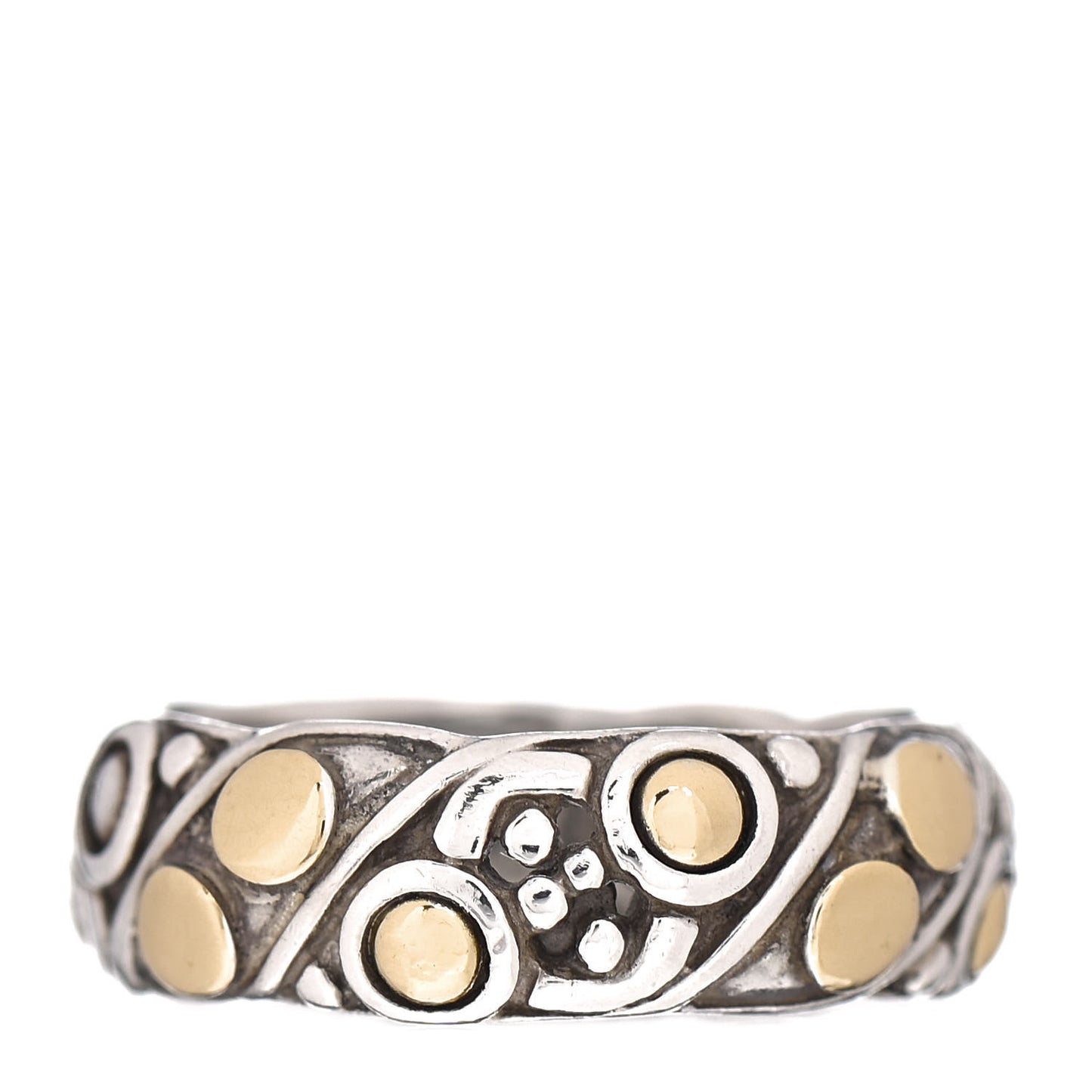 Sterling Silver 18K Yellow Gold Jaisalmer Dot Band Ring 52 6