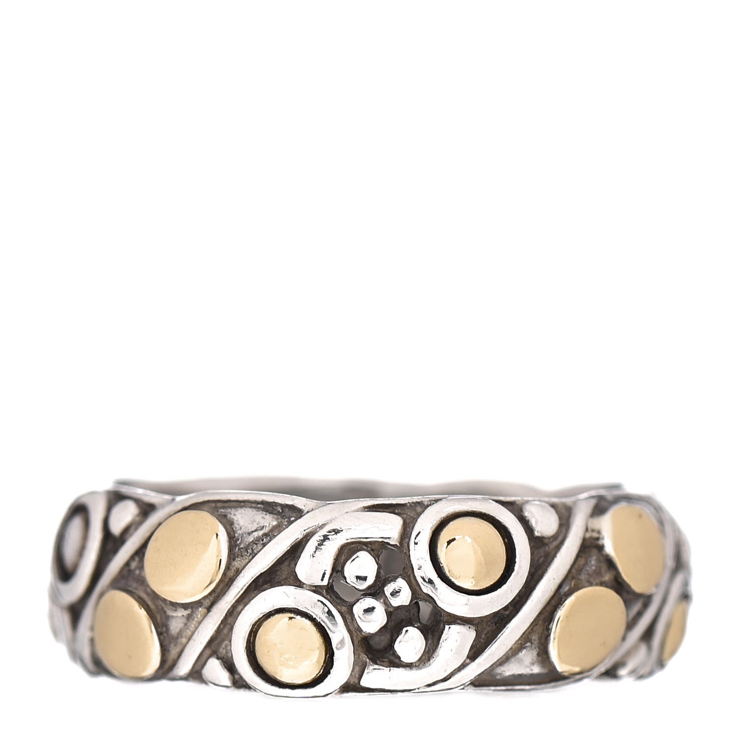 John Hardy Sterling Silver 18K Yellow Gold Jaisalmer Dot Band Ring 52 6 1 of 4