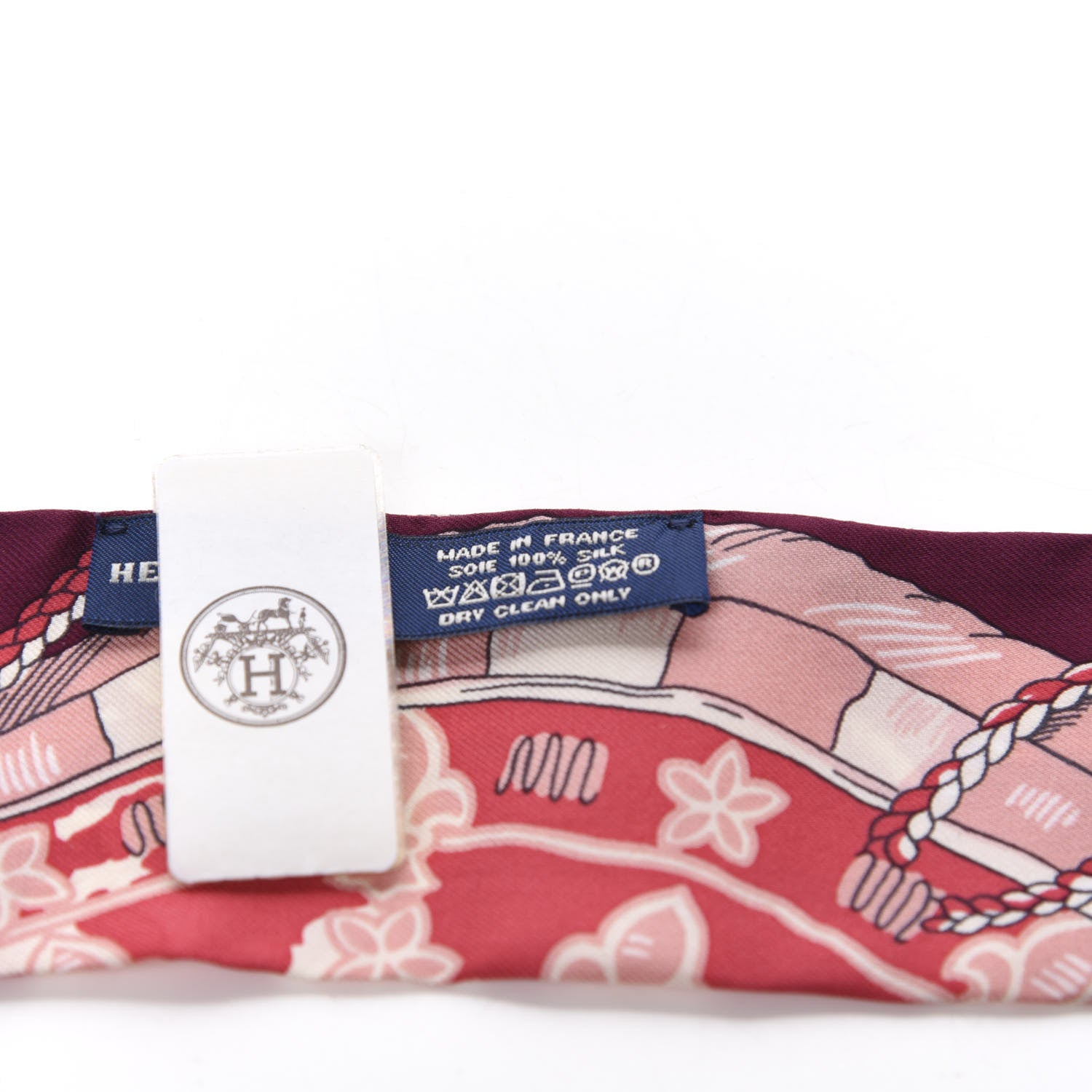 Hermes Silk Les Cles Twilly Bordeaux 2 of 2