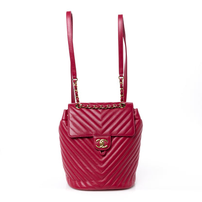 Chanel Lambskin Chevron Quilted Small Urban Spirit Backpack Dark Pink 1 of 13