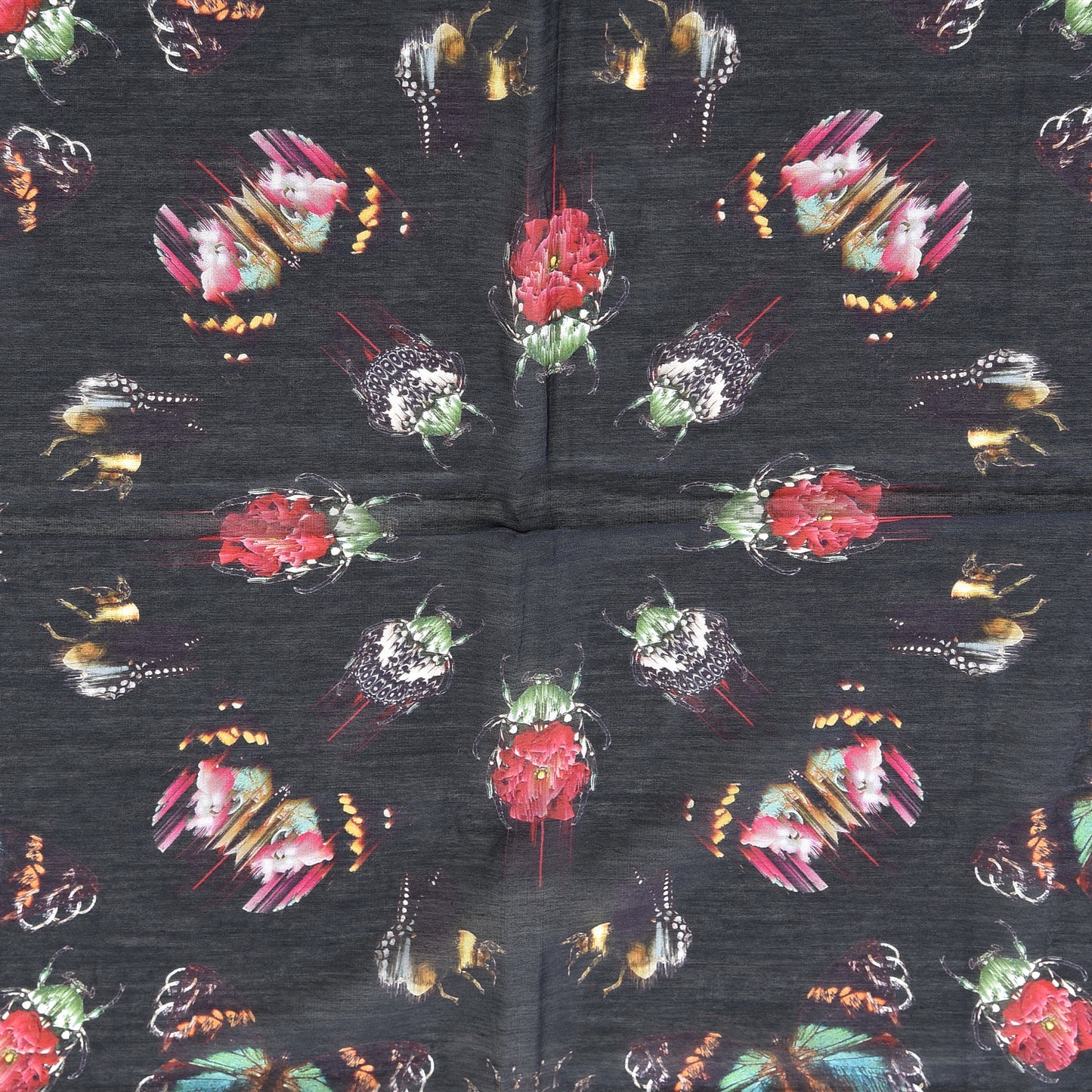 Silk Cotton Romantic Moth Pareo Black Multicolor