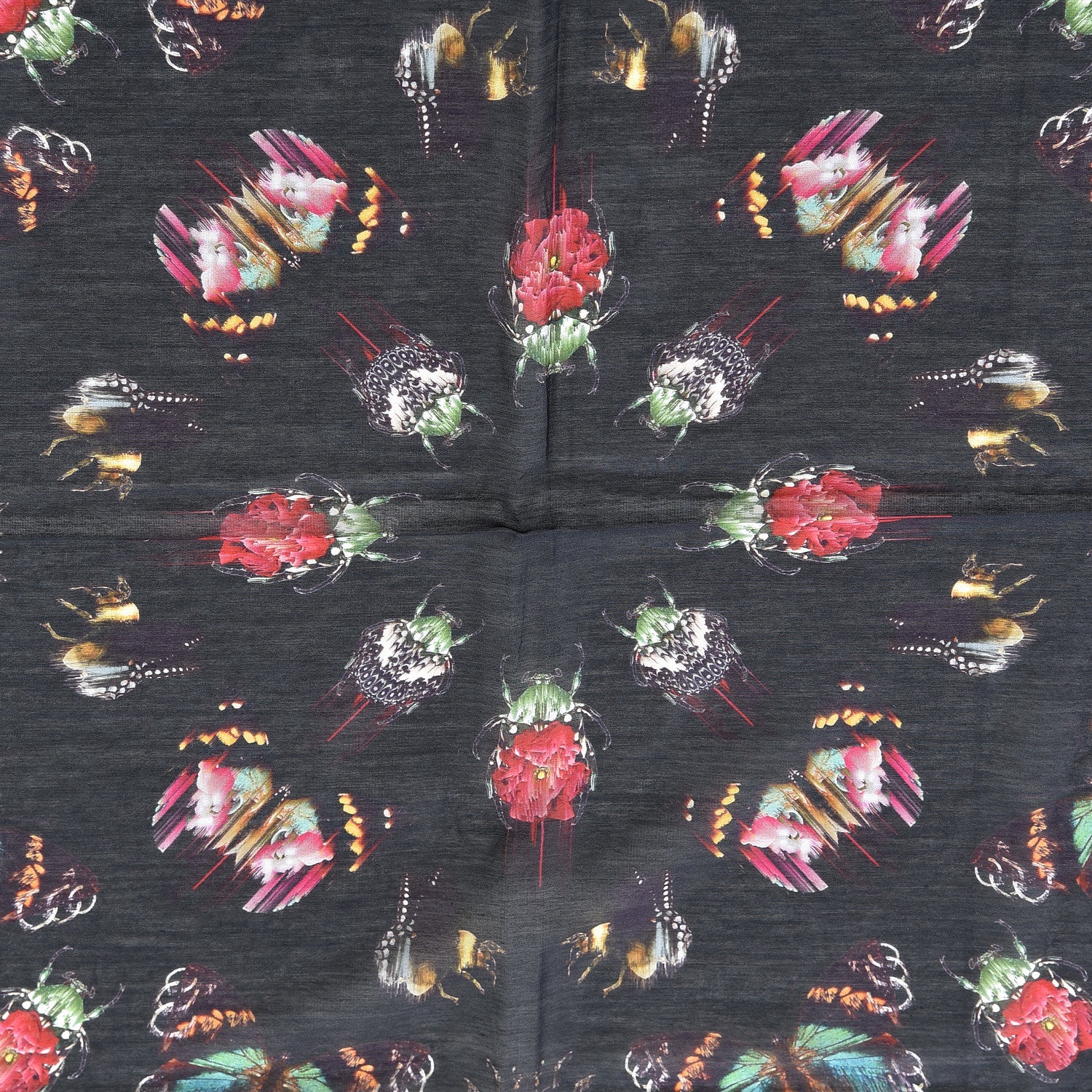 Alexander McQueen Silk Cotton Romantic Moth Pareo Black Multicolor 2 of 4