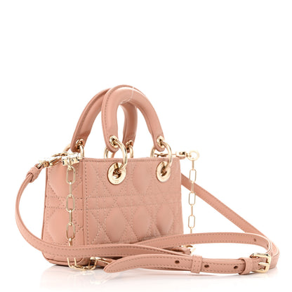 Christian Dior Lambskin Cannage Micro Lady D-Joy Rose De Vents 3 of 11