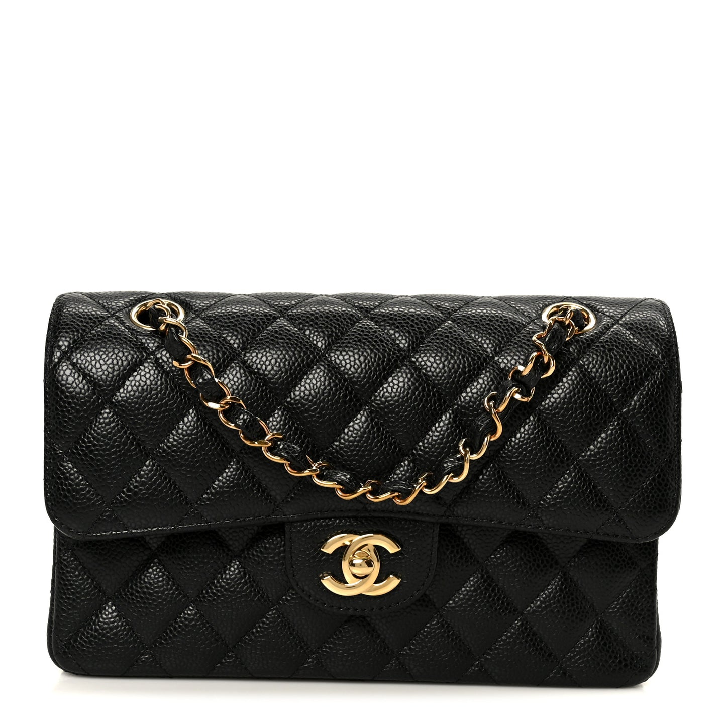 Caviar Quilted Small Double Flap Black