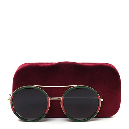 Gucci Metal Round Frame Sunglasses GG0061S Green Red 8 of 8