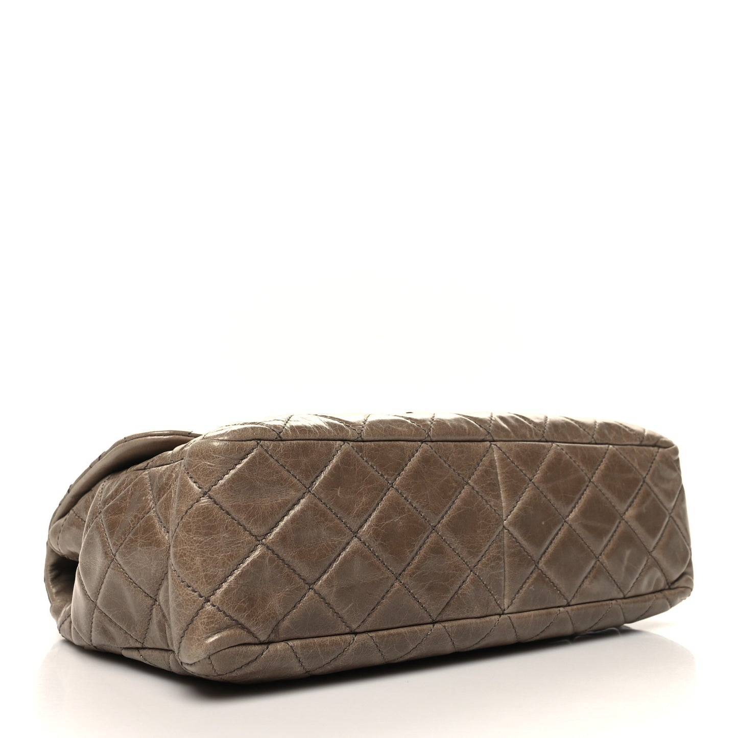 Glazed Calfskin Castle Rock Medium Flap Dark Beige
