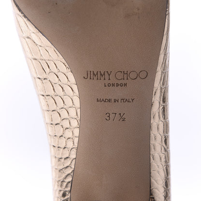 Jimmy Choo Metallic Crocodile Embossed Calfskin Love 85 Pump 37.5 Gold 8 of 8