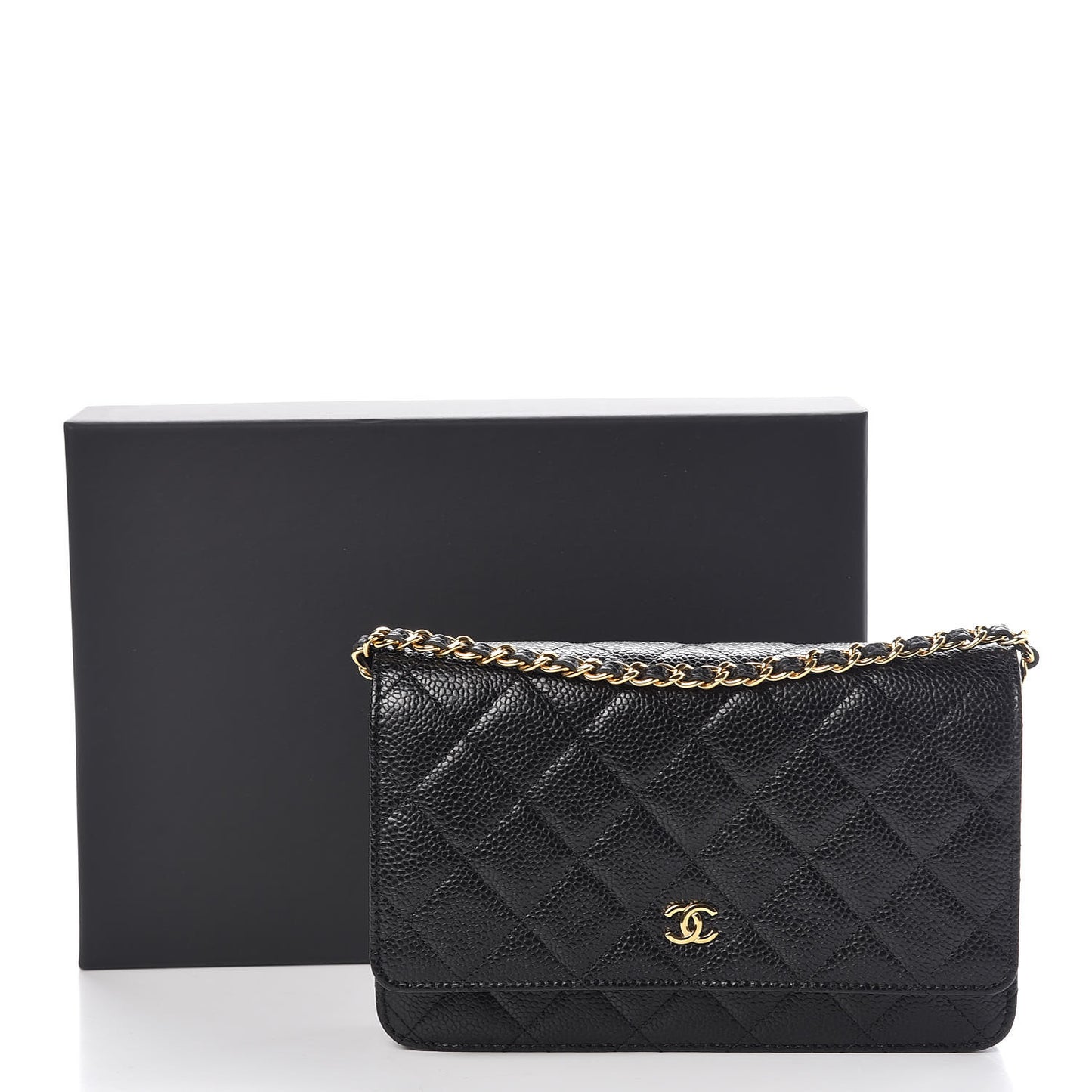 Caviar Quilted Wallet On Chain WOC Black