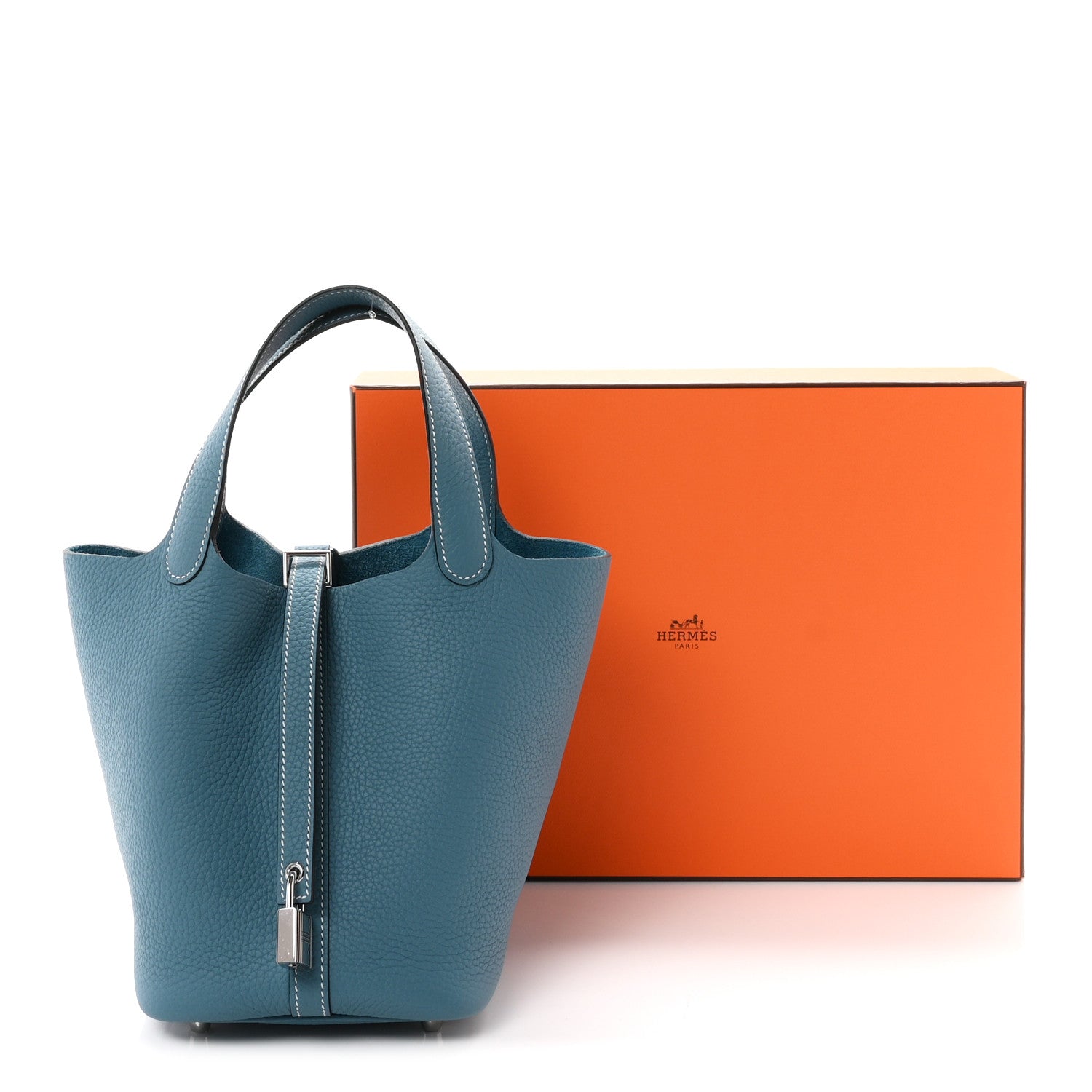 Hermes Taurillon Clemence Picotin Lock 18 PM New Blue Jean 11 of 11