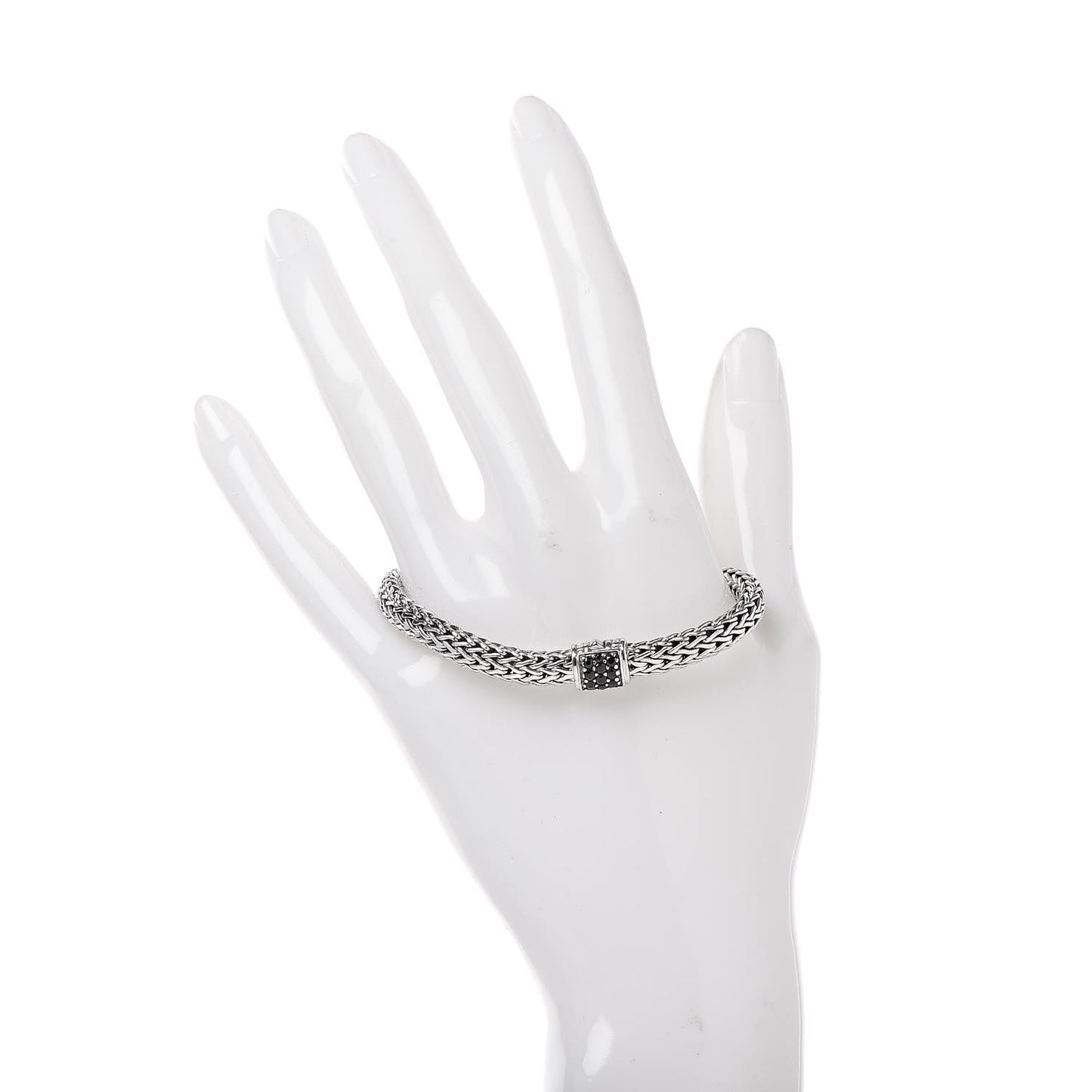 Sterling Silver Black Sapphire 6.5mm Classic Chain Bracelet