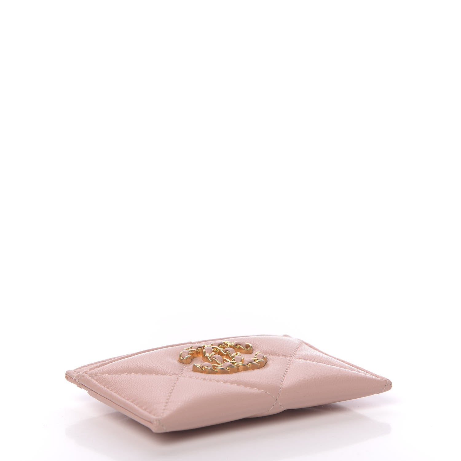Chanel Shiny Goatskin Quilted Chanel 19 Card Holder Light Pink 4 of 9