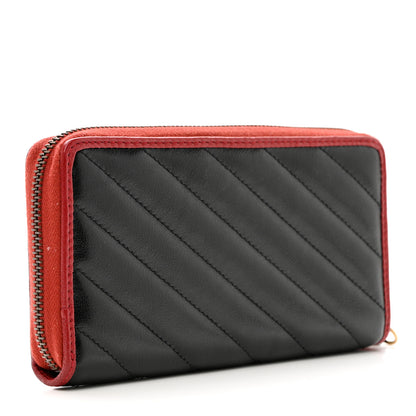 Gucci Vintage Effect Calfskin Matelasse Diagonal Torchon GG Marmont Zip Around Wallet Black Romantic Cherry 3 of 9