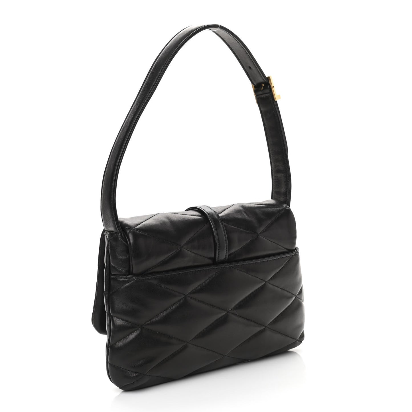 Lambskin Quilted Le 57 Diamond Shoulder Bag Black