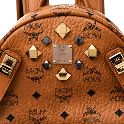 MCM Visetos Studded Medium Dual Stark Backpack Cognac 6 of 9